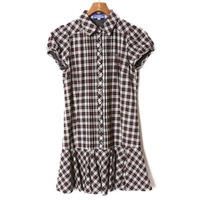 ブザム装飾半袖シャツワンピース 36 バーバリーブルーレーベル br01001027 BURBERRY BLUE LABEL ブラック レディース