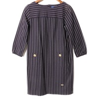 ブルーレーベルクレストブリッジ ストライプノーカラーワンピース 38 br01001538 BLUE LABEL CRESTBRIDGE ネイビー レディース