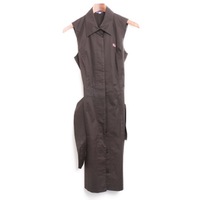 ベルト付ノースリーブシャツワンピース 38 バーバリーブルーレーベル 73858 BURBERRY BLUE LABEL ブラック レディース