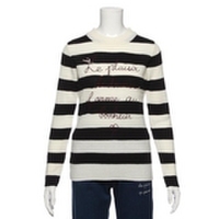 【50%OFF】ボーダー柄ハイネックニット