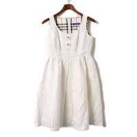 ボタン　ノースリーブワンピース ホワイト 38 バーバリーブルーレーベル 69729 BURBERRY BLUE LABEL ホワイト レディース