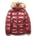 ラクーンファー装飾ベルト付ダウンジャケット 38 バーバリーロンドン 65034 BURBERRY LONDON ボルドー レディース
