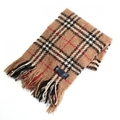 英国チェックマフラー 17762 バーバリーロンドン キャメル系 メンズ アンゴラ混でふかふか