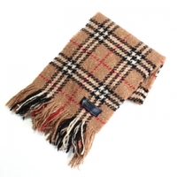 英国チェックマフラー 17762 バーバリーロンドン キャメル系 メンズ アンゴラ混でふかふか