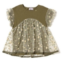 【50%OFF】花柄切り替えチュニック風Tシャツ