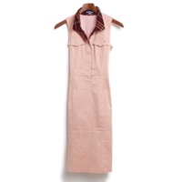 襟付きノースリーブワンピース　ベルト付き 36 バーバリーブルーレーベル 74015 BURBERRY BLUE LABEL ピンク レディース