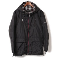 裏じチェックジップアップダウンジャケット M バーバリーブラックレーベル 71827 BURBERRY BLACK LABEL ブラック メンズ