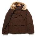 裏地チェックラクーンファーフード付ダウンジャケット 38 バーバリーロンドン 66297 BURBERRY LONDON ブラウン レディース