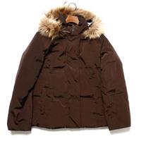 裏地チェックラクーンファーフード付ダウンジャケット 38 バーバリーロンドン 66297 BURBERRY LONDON ブラウン レディース