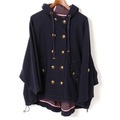 裏地ボーダーコットンドレープケープパーカー 38 バーバリーブルーレーベル 75262 BURBERRY BLUE LABEL ネイビー レディース
