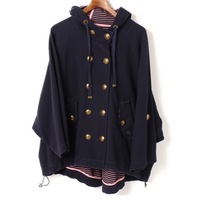 裏地ボーダーコットンドレープケープパーカー 38 バーバリーブルーレーベル 75262 BURBERRY BLUE LABEL ネイビー レディース