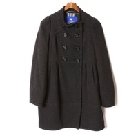 ハイネックダブルブレストウールロングコート 36 バーバリーブルーレーベル br01001029 BURBERRY BLUE LABEL グレー レディース