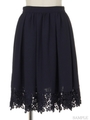 裾レース切替フレアスカート/紺