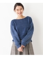 袖ケーブル編みプルオーバー/ブルー(092)