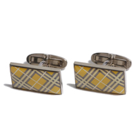 バーバリーブラックレーベル チェック柄カフスリング 37421 イエロー系 メンズ ポップ＆クラシックなカフリンクス