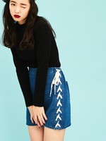 WEGO/デニムサイドレースアップスカート