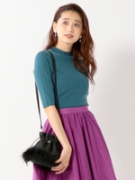 〓★JOC ワイドリブ ハイネック ニット 5分袖/DK.GREEN