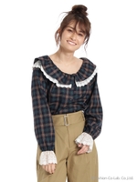 チェックレース使いブラウス/ミドリ