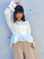 WEGO/ベルト付きギャザーシャツ