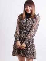 WEGO/シャーリングハイネックワンピース