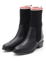 【Mathilda】ニット切替ショートブーツ/ブラックコンビ