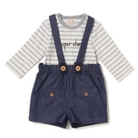 【35%OFF】ロゴ入りロンパース×サスペンダーつきパンツセット