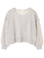 ・ゆったりショート丈ニットプルオーバー/杢ライトグレー