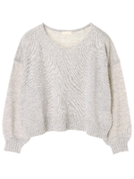 ・ゆったりショート丈ニットプルオーバー/杢ライトグレー