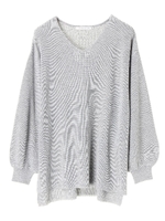 ・片畦ルーズプルオーバー/杢ライトグレー