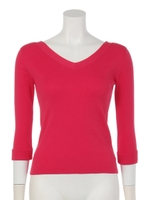 【プルオーバー】１４ＧバックフリルレースリボンＶプルオーバー/ローズピンク