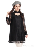 クロスモチーフレースOP/ブラック