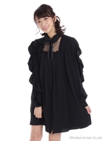 フリルタックシャツOP/ブラック