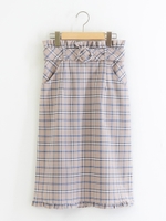 ヘムフリルチェックIラインスカート/ネイビー柄