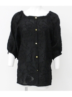 【Settimissimo】ペイズリージャガードオフショルダートップス/ブラック(027)