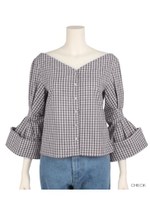 ボリュームカフスブラウス/CHECK