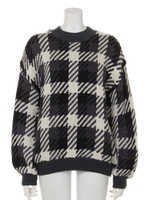 ボリュームチェックニットPO/BLK