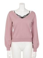 レースキャミSETニット/ブラック