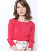 前後２ｗａｙパールリブニット/ラベンダー