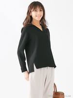 ウォッシャブル/スキッパーシャツ/ブラック