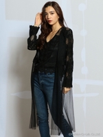 レースチュールロングジレ/ベージュ