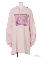 HANG AROUND CATS LAYERED HOODIE/BLACK