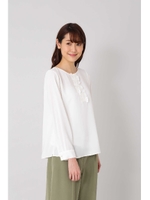 〈洗える〉フロントフリルブラウス/グレー(020)