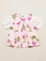 ２１／−天竺ラディッシュＢｅｅプリントパフスリーブチュニック/ブルー