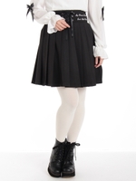 ウエストプリントプリーツSK/ブラック