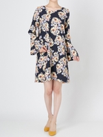 ジャガードフラワープリントワンピース/O.WHT