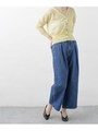 タックワイドデニムパンツ/ブルー