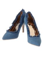 フリンジデニムパンプス/INDIGO