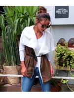 【ANAP USA】ベルト付きボアファーベスト/ブラウン(015)