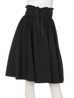 レースアップギャザーミディSK/ブラック