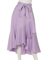 【Marie Hill】ラッフルロングフレアスカート/ライトパープル